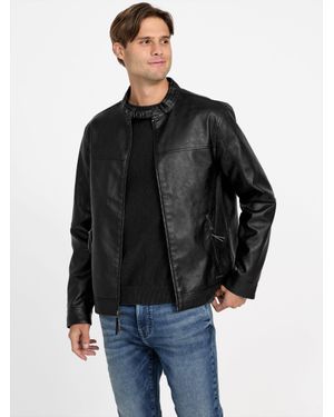 Guess Rickie Faux-Leather Biker Jacket - Black