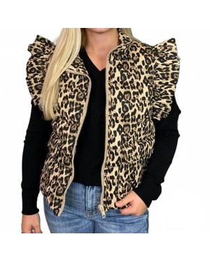 Jodifil Leopard Puffer Vest - Black