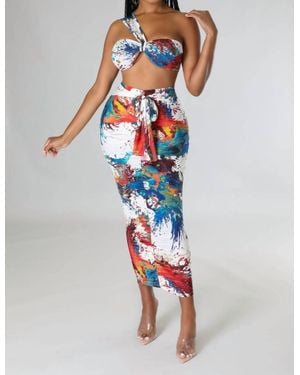 Good Time Usa Explosive Crop Top And Skirt Two Piece Set - White