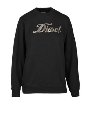 DIESEL Metallic Cotton Sweatshirt - Black