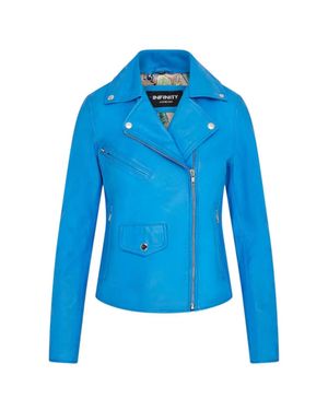 TruClothing Real Leather Brando Style Biker Jacket - Blue