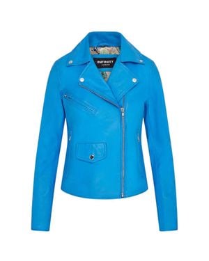 TruClothing Real Leather Brando Style Biker Jacket - Blue