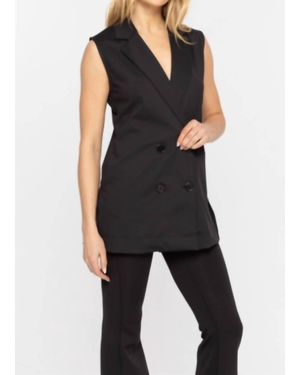 Miss Sparkling Double Breasted Blazer Vest - Black