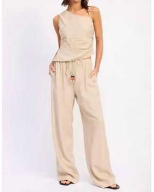 emory park Morocco Asymmetrical Sleeveless Top - Natural