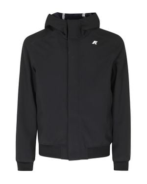 K-Way High-Collar Bonded Jacket With Concealed Zip And Elasticized Details - Black