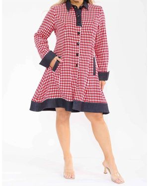 Karen T Design Plaid Coat Dress - Red