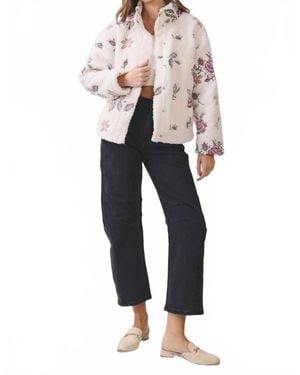 TCEC Floral Embroidered Sherpa Jacket - White