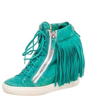 Giuseppe Zanotti Suede High Top Wedge Sneakers - Blue