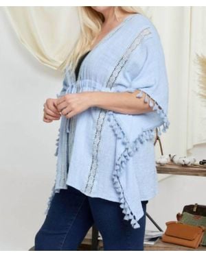 Davi & Dani Plus Sheer Kimono - Blue