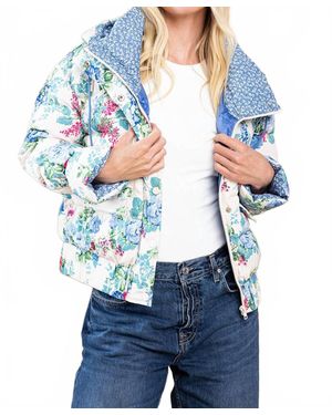 TCEC Georgette Floral Puffer Jacket - Blue