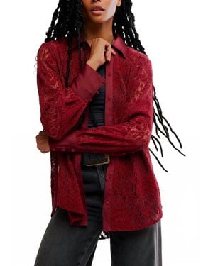 Free People Faith Button Down Blouse - Red