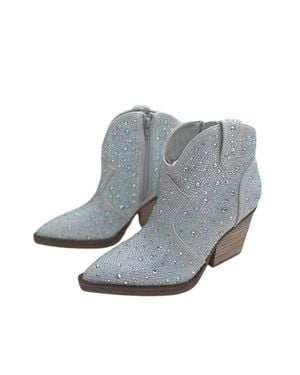 Very G Austin Rhinestone Ankle Boots - Gray