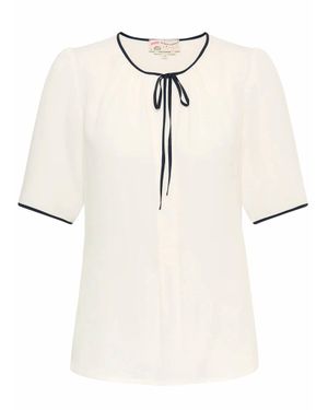 Maison Common Tie-Front Short-Sleeve Blouse - Natural