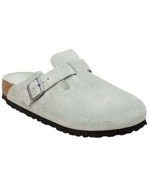 Birkenstock Boston Soft Footbed Suede Sandal - White