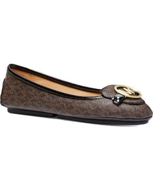 MICHAEL Michael Kors Lillie Moc Faux Leather Logo Moccasins - Blue
