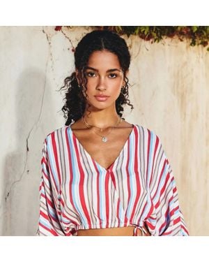 Dress Forum Multi Stripe Blouse - Red