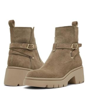 Steve Madden Colletta Taupe Suede Round Toe Ankle Boots Lion682 - Natural