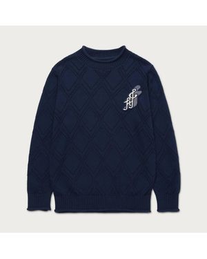 Honor The Gift Diamond Knit Sweater - Blue