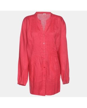 Basler Linen Pintuk Plain Long Sleeve Shirt - Red