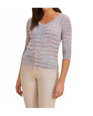 Fdj 3/4 Sleeve V-Neck Top - Multicolor