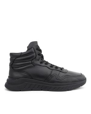 LA CONTE PARIS Leather Padded Collar Boots - Black