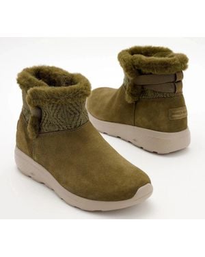 Skechers On-The-Go City Winter Boots Wide Suede Ankle Hawk1594 - Green