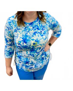 Southern Lady Floral Tie Top - Blue