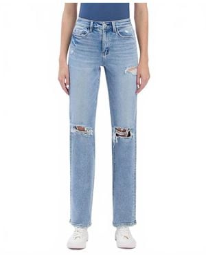 LOVERVET High Rise Distressed Straight Jeans - Blue