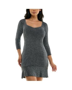 Bcx Juniors Metallic Ribbed Knit Cocktail And Party Dress - Gray