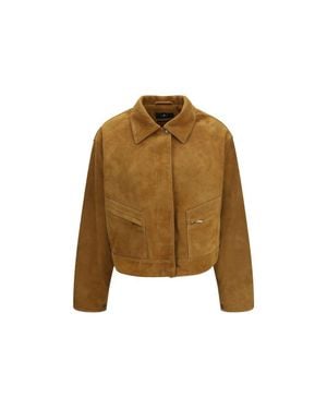 7FOR Suede Leather Coat - Brown