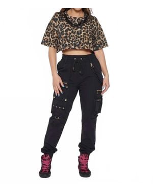 Circular Path Necklace Crop T-Shirt - Black