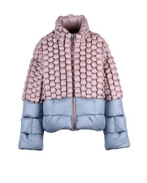 RAXXY Woven Down Jacket With Unique Texture And High Collar - Red