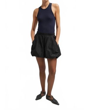 Tibi Italian Sporty Nylon Bubble Short - Black