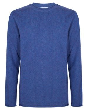 Comme des Garçons Relaxed Fit Wool Sweater With Classic Crew Neckline - Blue