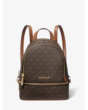 Michael Kors Outlet Rhea Extra-Small Signature Logo Backpack - Brown
