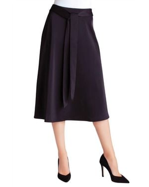 Kensie Matte Shine Belted Midi Skirt - Black
