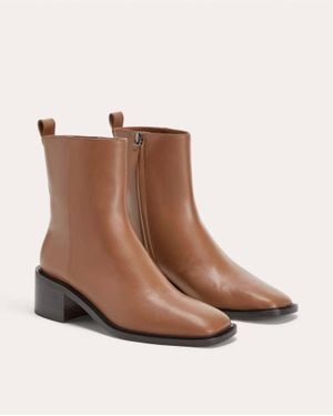 Everlane City Leather Square Toe Boot - Brown