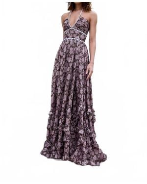 V. Chapman Scarlette Floral Corset Maxi Dress - Purple