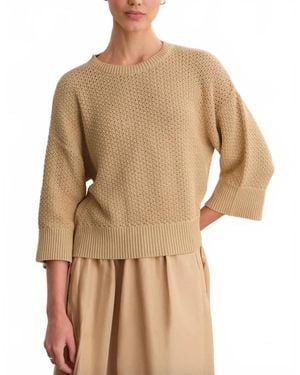 525 America Suki Pointelle Cotton Oversized Boxy Tee - Natural