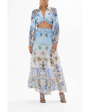 CAMILLA Sheer Wide Leg Pants - Blue