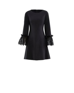 Saiid Kobeisy Short Jet Lace Dress With Intricate Ruffle Detailing - Black