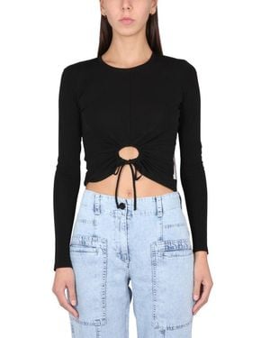 Proenza Schouler X White Label Cropped Top With Circular Cut - Black