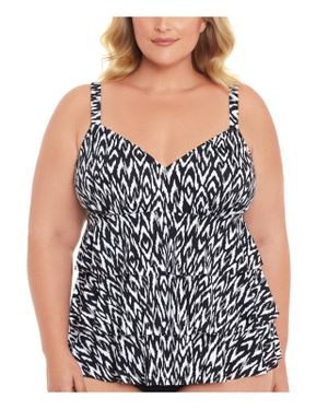 Swim Solutions Plus Printed Tummy Control One-Piece Swimsuit - Black