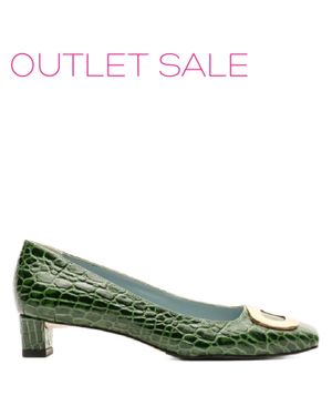 Frances Valentine Mary Croc Mini Block Heel - Green