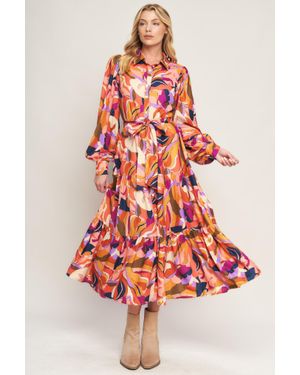 TRUEDAMES Rosewood Romance Woven Midi Dress - Red