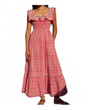 Pink City Prints Carrie Midi Dress - Red