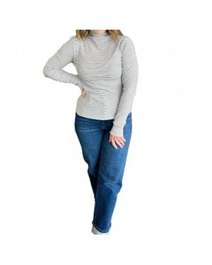 Mittoshop Classic Contrast Mock Neck Top - Gray