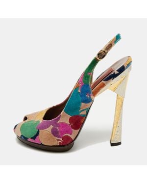 Missoni Velvet Peep Toe Slingback Sandals - Natural