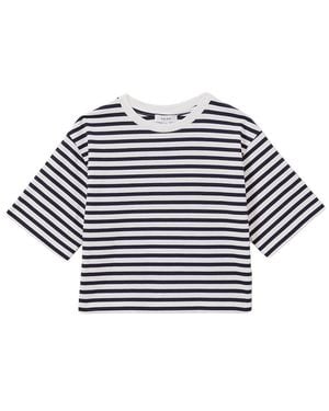 Reiss Say Stripe Oversized Jersey Top - Blue
