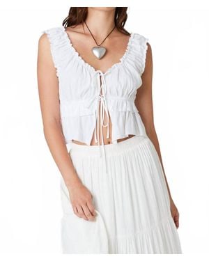 CLAE Ruffled Peplum Top - White